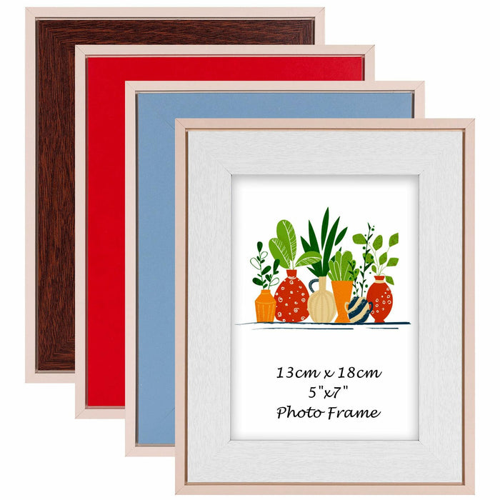 QUTREY Kids 5x7 Photo Frames Set of 4 Assorted Colors Tabletop Wall by Deal US