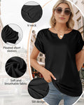 AURUZA Women's V Neck Short Sleeve Casual Shirt Blue Size S by Deal US