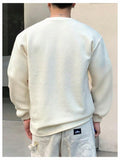 Verdusa Men's Ribbed Round Neck Long Sleeve T-Shirt Beige Size XL by Deal US