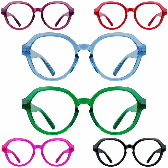 Oversized Reading Glasses Metalless Screwless Spring Hinges Women 6-Pack +2.50 by Deal US