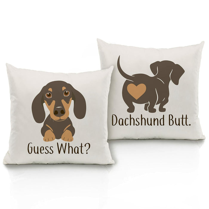 Lovely Dachshund Throw Pillow Covers Set of 2 18x18 Brown Decorative by Deal US
