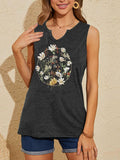 YIUIERE Womens Floral Graphic V Neck Tank Top Dark Gray Size M by Deal US
