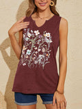 YIUIERE Womens Floral Graphic Tank Top V Neck Sleeveless Maroon Size M by Deal US