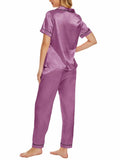Women's Plus Size Pajama Set Short & Long Sleeve Top Pants Pastel Purple Size M by Deal US