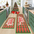 BEQHAUSE Christmas Kitchen Rugs Buffalo Plaid Non Slip Washable 17x30+17x59 by Deal US