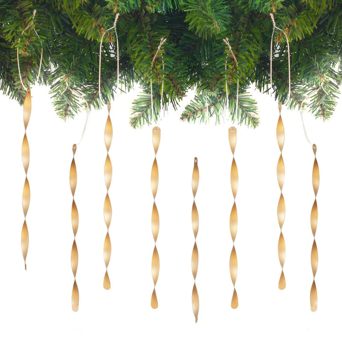 AMS Christmas Tree Ornaments 24PCS Aluminum Twisted Icicles Matte Champagne 7" by Deal US
