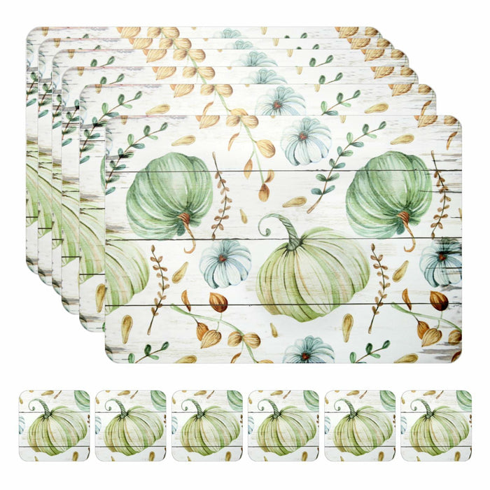 Casaido Pumpkin Dining Table Place Mats Set of 6 Waterproof 17x12 Inches by Deal US