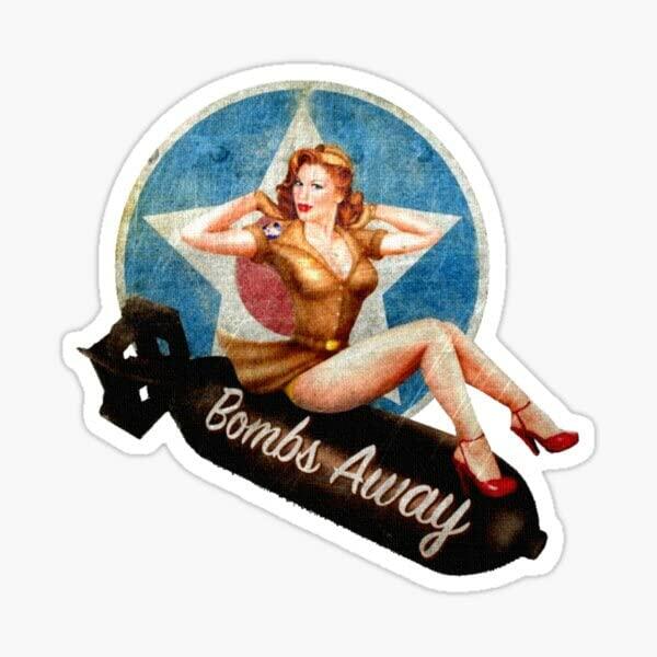 STICKY DUDE 5" Pin Up Girl Bomb Vintage Aviation Military Sticker by Deal US