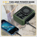Portable Waist Clip Fan Rechargeable 6000mAh 20H 3-Speed Green by Deal US