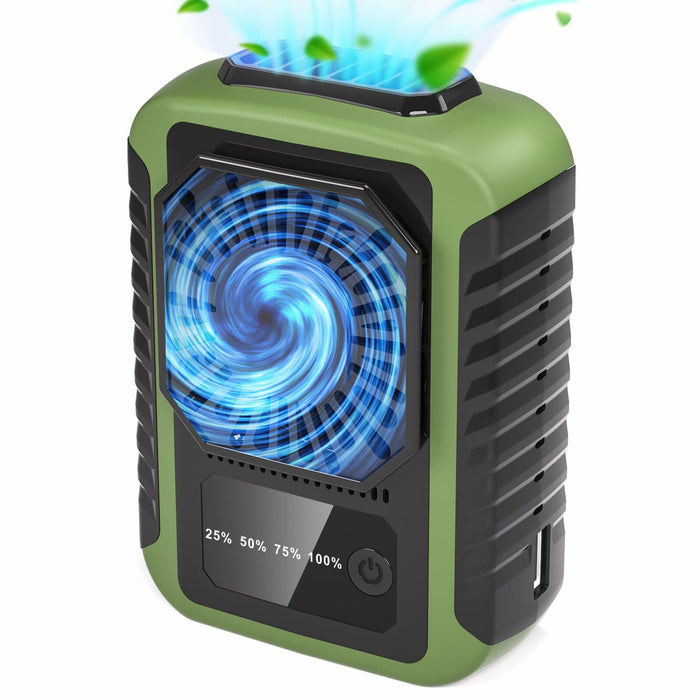 Portable Waist Clip Fan Rechargeable 6000mAh 20H 3-Speed Green by Deal US