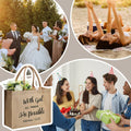 4 Pack Church Mother's Day Burlap Tote Bags 15.3x12x6 Inch Brown Handle by Deal US