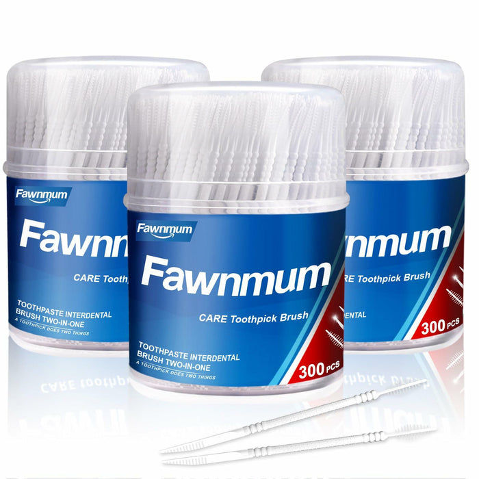 Fawnmum Toothpick Brush Two-in-One Soft Bristle Dental Floss Picks 3 Count by Deal US