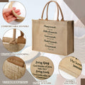 4 Pack Church Mother's Day Burlap Tote Bags 15.3x12x6 Inch Brown Handle by Deal US