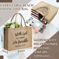 4 Pack Church Mother's Day Burlap Tote Bags 15.3x12x6 Inch Brown Handle by Deal US