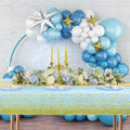 WDF 16Pack Blue Gold Plastic Tablecloths 54x108in & Runners 12x108in by Deal US