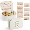 Parima Personalized Initial Makeup Bag Travel Jewelry Organizer Letter C White by Deal US
