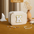 Parima Personalized Initial Makeup Bag Travel Jewelry Organizer Letter C White by Deal US