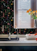 Dimoon 236x16.1 Floral Peel and Stick Wallpaper Black Green Waterproof by Deal US