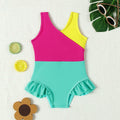 ADXSUN Toddler Girl One Piece Swimsuit Color Block Swimwear Size 3-4 Years by Deal US
