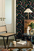 Dimoon 236x16.1 Floral Peel and Stick Wallpaper Black Green Waterproof by Deal US