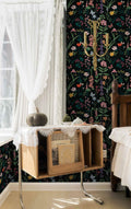 Dimoon 236x16.1 Floral Peel and Stick Wallpaper Black Green Waterproof by Deal US