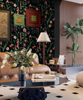 Dimoon 236x16.1 Floral Peel and Stick Wallpaper Black Green Waterproof by Deal US