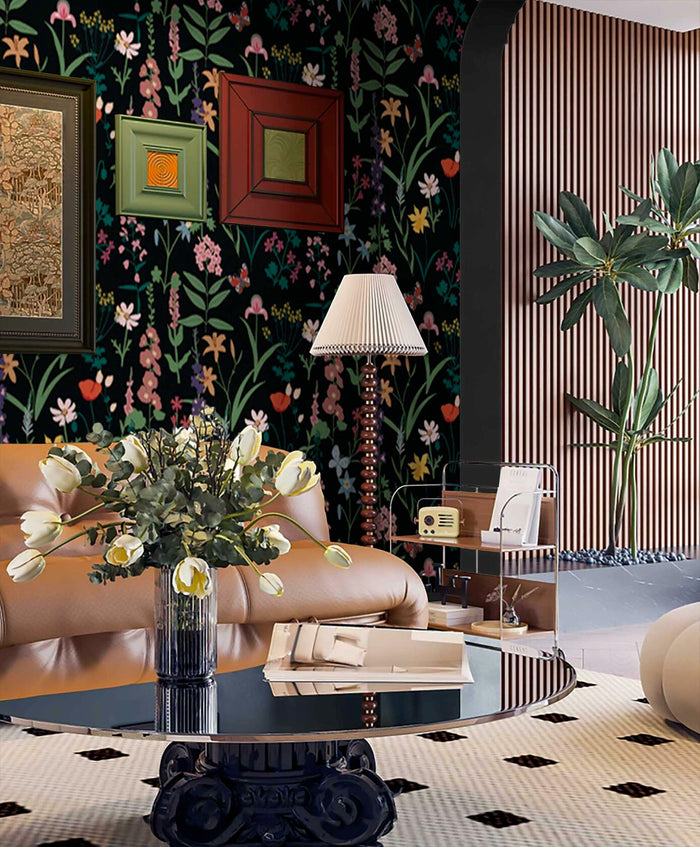 Dimoon 236x16.1 Floral Peel and Stick Wallpaper Black Green Waterproof by Deal US