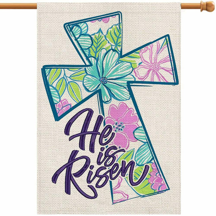 He is Risen Cross Easter Garden Flag 12x18 Inch Double Sided Outdoor Decor by Deal US