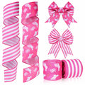 Pineraap Easter Wired Ribbon 2.5in x 10yd Pink Stripe 2 Rolls by Deal US