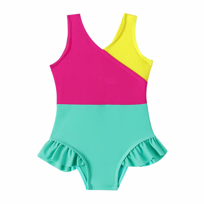 ADXSUN Toddler Girl One Piece Swimsuit Color Block Swimwear Size 3-4 Years by Deal US