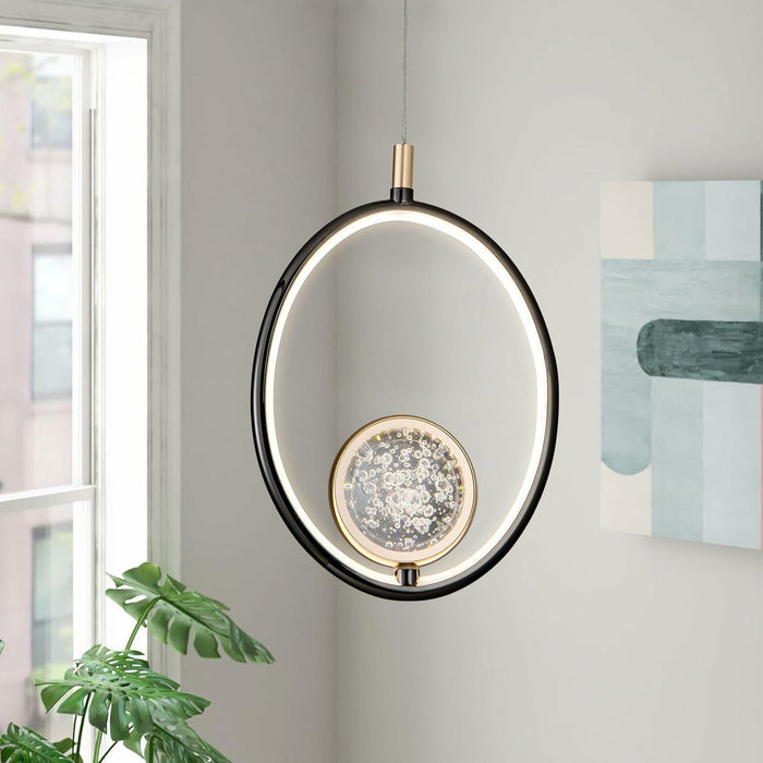 ZhouqKotl Modern LED Crystal Oval Chandelier Ceiling Light Black Gold 4.7in by Deal US