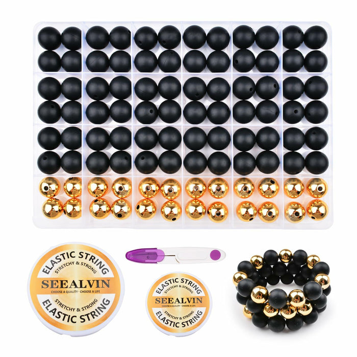 96PCS 15mm Silicone Beads Kit, 2 Colors Round Rubber Beads for DIY Crafts by Deal US