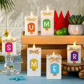 MiniInflat Summer Ice Cream Wooden Candlestick Set of 6 Colorful by Deal US