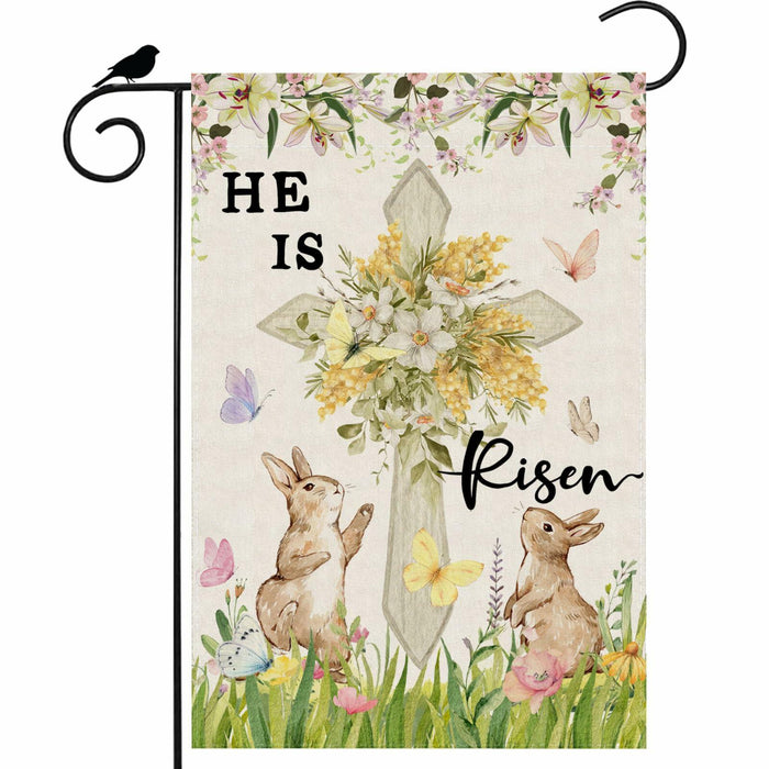 ZAEW Easter Watercolor Cross Bunny Garden Flag 12x18 Inch Double Sided by Deal US