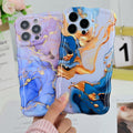 DORAFIN iPhone 15 Pro Case 6.1 Marble Glossy Shockproof TPU Blue/Gold by Deal US