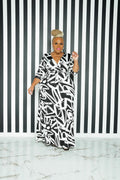 BFFBABY Sexy Wrap V Neck 3/4 Sleeve Chain Print Maxi Dress with Belt Size 5XL by Deal US