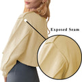 Amazhiyu Women Cropped Sweatshirt Long Sleeve Fleece Pullover Cornsilk Size L by Deal US