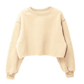 Amazhiyu Women Cropped Sweatshirt Long Sleeve Fleece Pullover Cornsilk Size L by Deal US