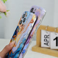 DORAFIN iPhone 15 Pro Case 6.1 Marble Glossy Shockproof TPU Blue/Gold by Deal US