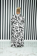 BFFBABY Sexy Wrap V Neck 3/4 Sleeve Chain Print Maxi Dress with Belt Size 5XL by Deal US