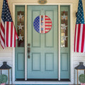 DECSPAS 12in Double Sided Welcome Door Sign Patriotic Wreath Red White Blue by Deal US