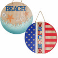 DECSPAS 12in Double Sided Welcome Door Sign Patriotic Wreath Red White Blue by Deal US