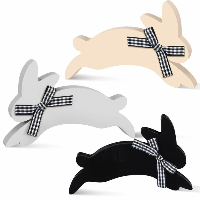 Yousoontic 3 Pcs Easter Bunny Wooden Decorations Rustic Table Decor by Deal US
