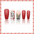 24Pcs Christmas Press On Nails Medium Square Acrylic False Nails Xmas Design by Deal US