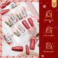 24Pcs Christmas Press On Nails Medium Square Acrylic False Nails Xmas Design by Deal US