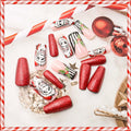 24Pcs Christmas Press On Nails Medium Square Acrylic False Nails Xmas Design by Deal US