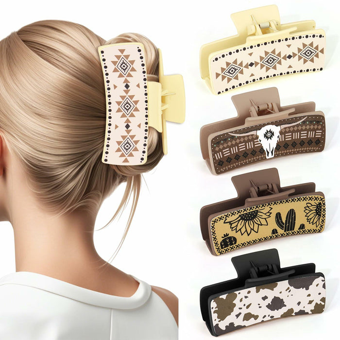 YARIEW Large 4" Leather Western Hair Claw Clips Sunflower Floral Brown by Deal US