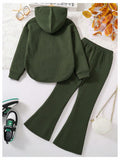 SOLY HUX Girl's Waffle Knit Hoodie Set 2PC Army Green Size 8Y by Deal US