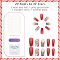 24Pcs Christmas Press On Nails Medium Square Acrylic False Nails Xmas Design by Deal US