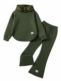 SOLY HUX Girl's Waffle Knit Hoodie Set 2PC Army Green Size 8Y by Deal US